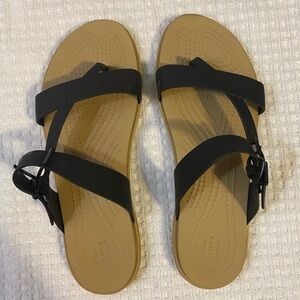 CROCS Black and Tan Women's Sandals